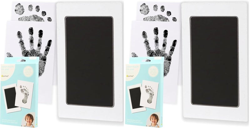 Pear Head M/L Clean-Touch Baby Ink Pad, No Mess Inkless Baby Safe Ink, DIY Handprint and Footprint Keepsake, Black, Medium/Large (Pack of 2) - Image 1
